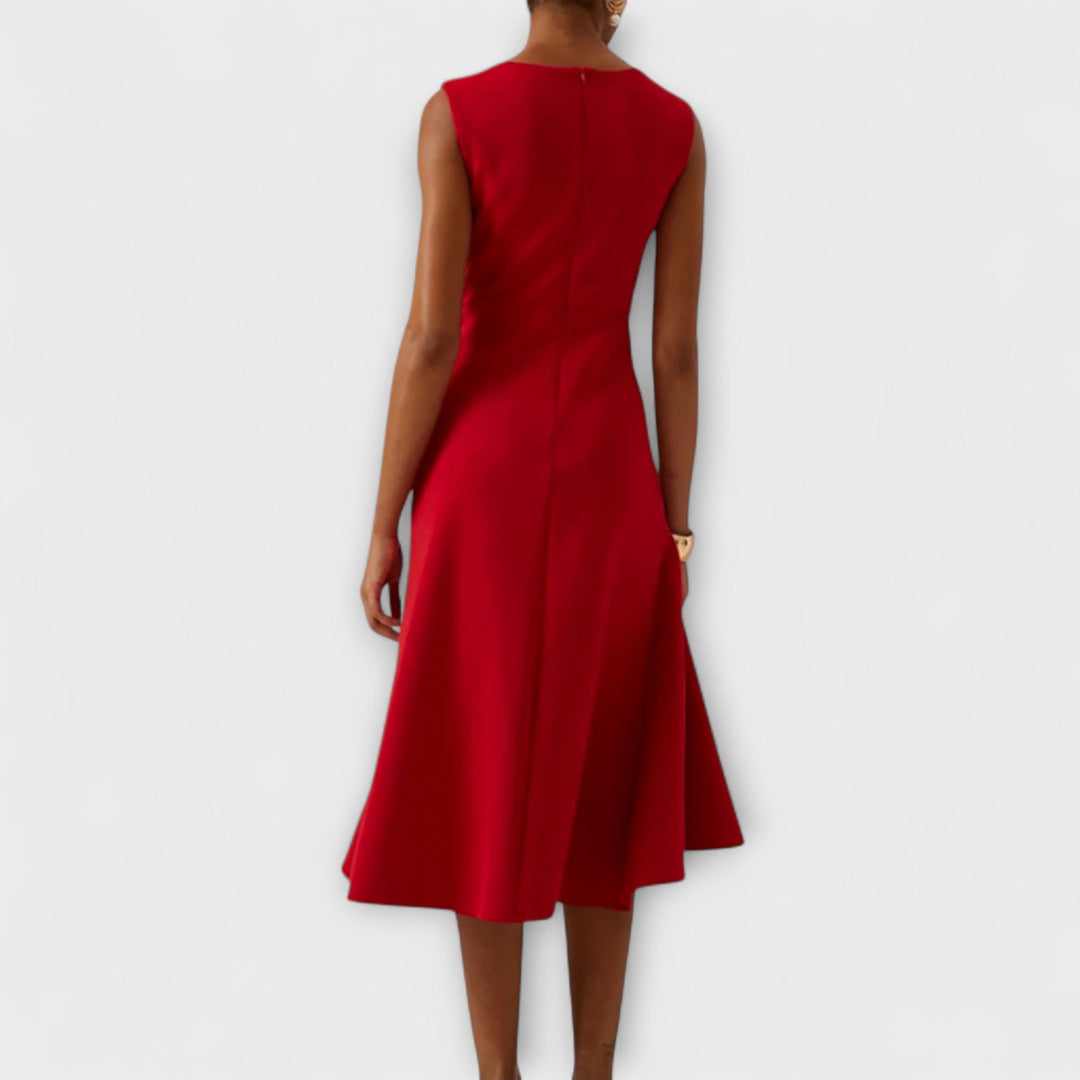 Aurora | Asymmetrical Midi Dress with Draped Design