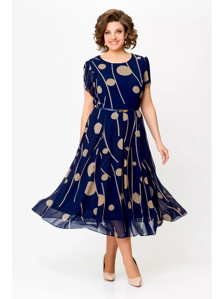 Anouk | Chic Chiffon Midi Dress with Flowing Elegance