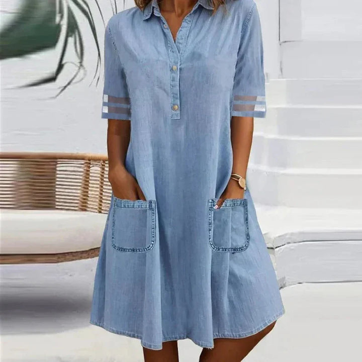 Jill | Denim Mini Dress with Side Pockets