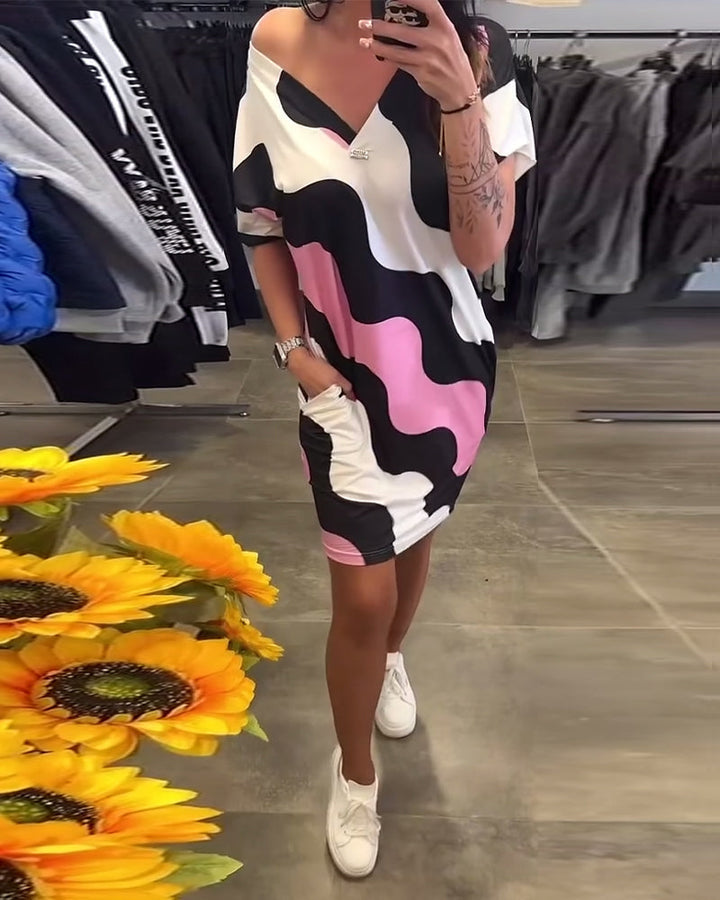 Mackenzie | V-Neck Midi Dress with Pockets