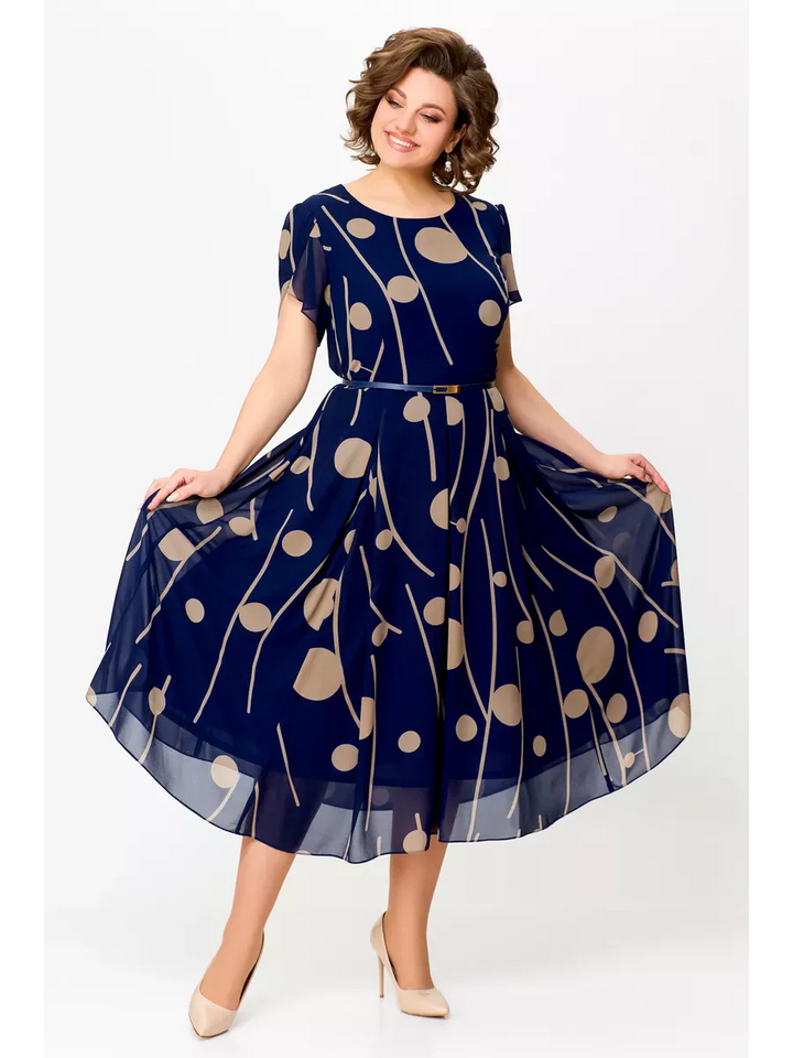 Anouk | Chic Chiffon Midi Dress with Flowing Elegance