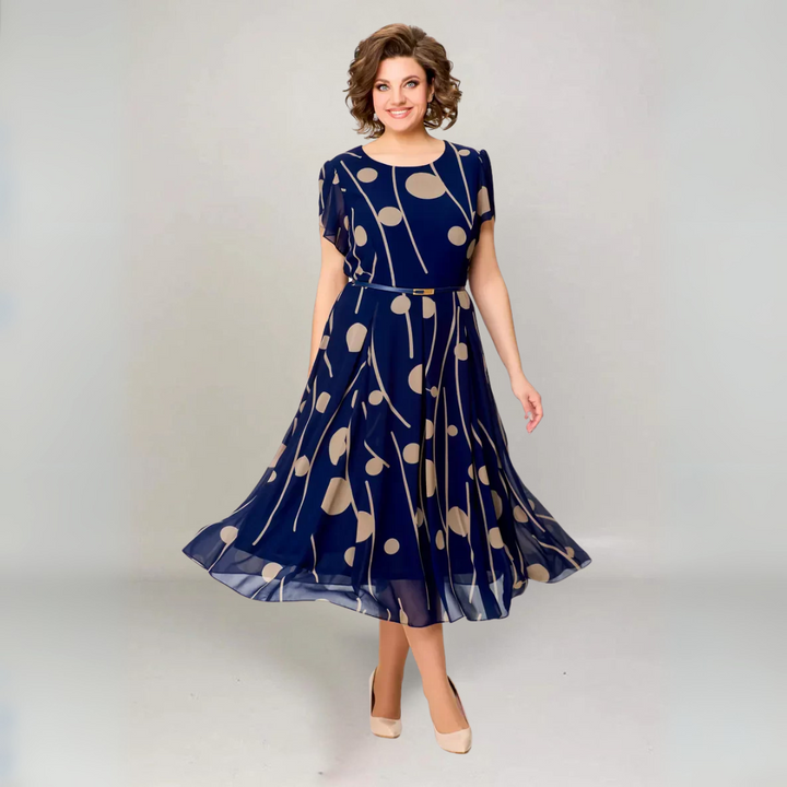 Anouk | Chic Chiffon Midi Dress with Flowing Elegance