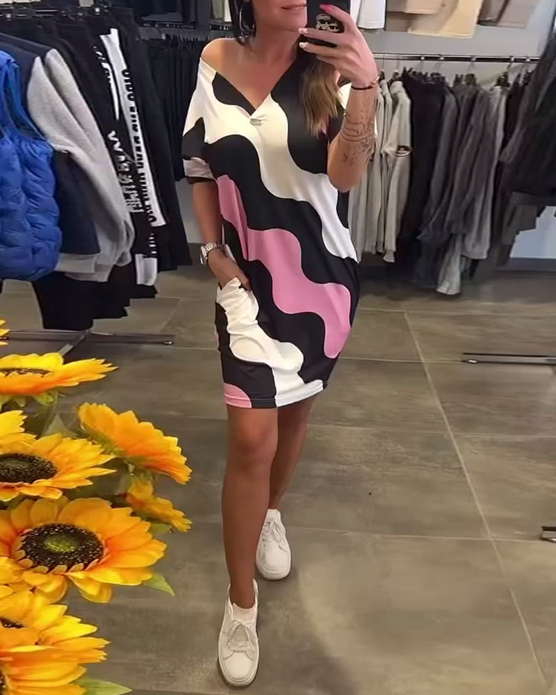 Mackenzie | V-Neck Midi Dress with Pockets