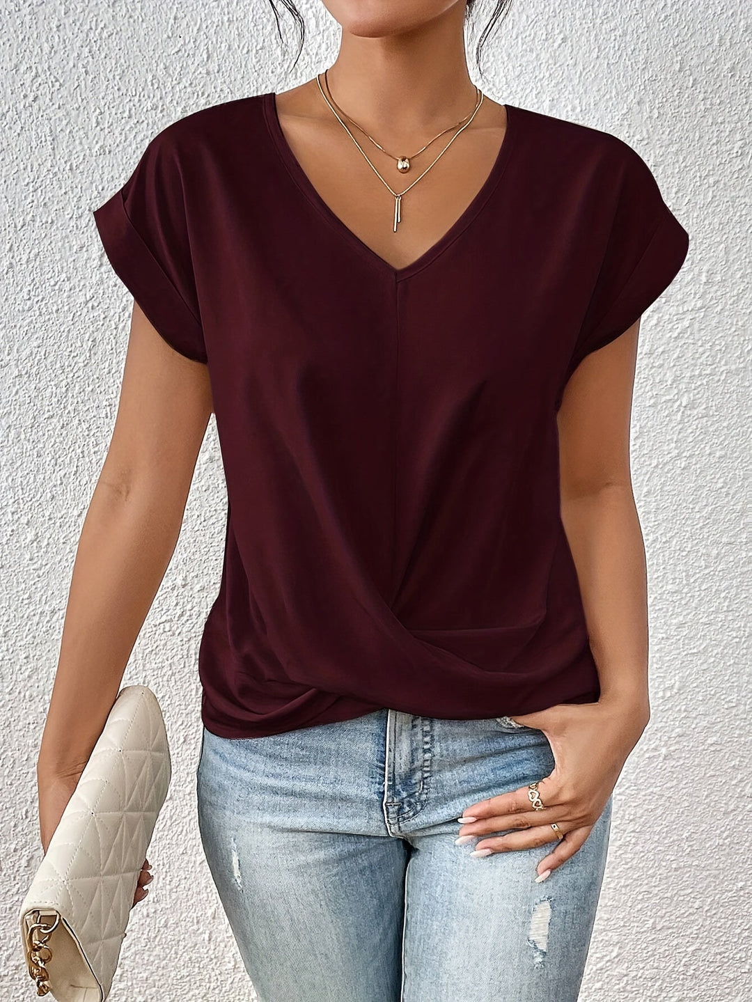 Eloise | V-Neck Top with Knot Detail
