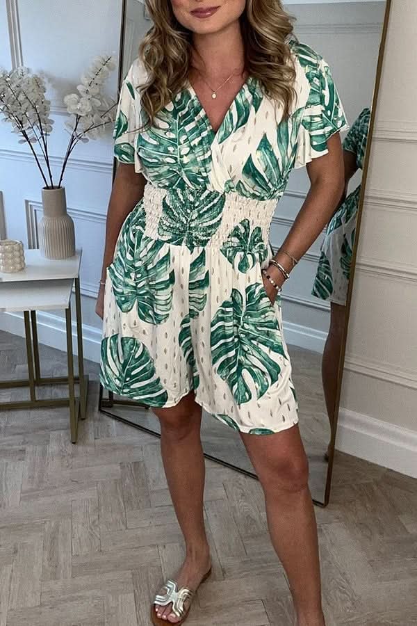 Leila™ - Leafy Print Romper