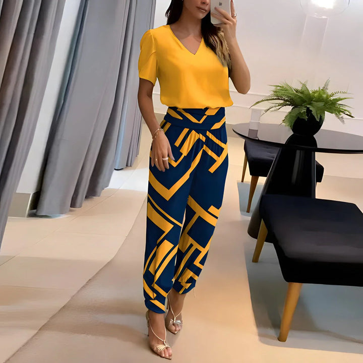 Elena – Fashionable Blouse and Pants Set with Tummy Coverage