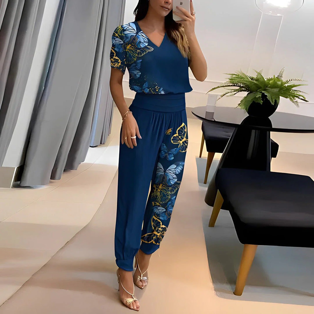 Elena – Fashionable Blouse and Pants Set with Tummy Coverage