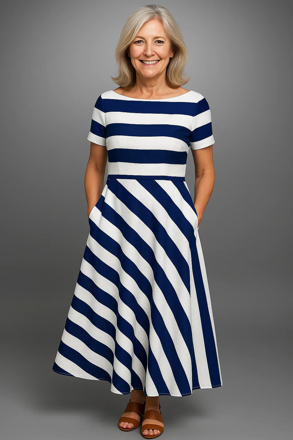 Selene™ – Handmade Long Striped Dress