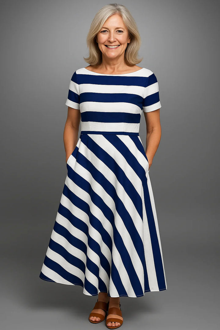 Selene™ – Handmade Long Striped Dress