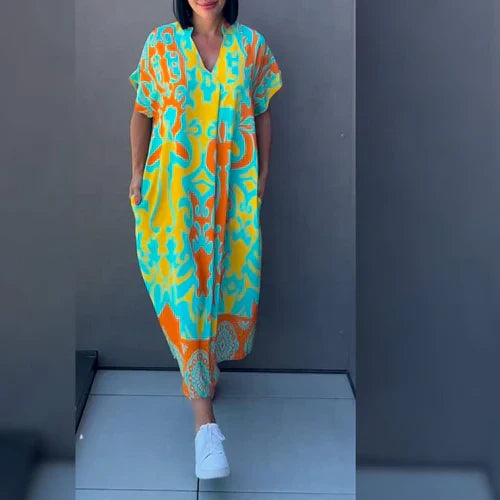 Nia | Relaxed Maxi Dress with Artistic Print