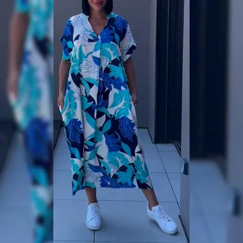 Nia | Relaxed Maxi Dress with Artistic Print