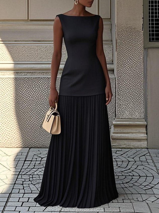 Vivienne | Elegant Sleeveless Maxi Dress with Graceful Pleats