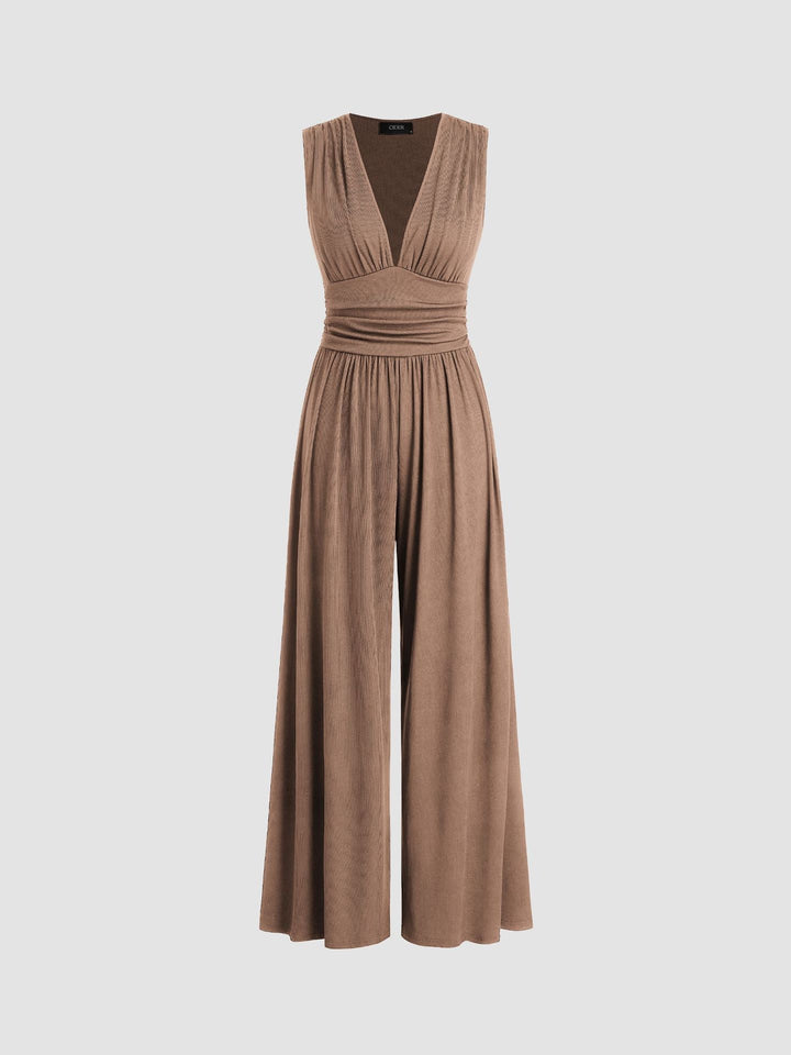 Capucine | Sleeveless Wide-Leg Jumpsuit with Gathered Bodice