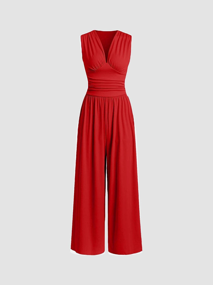Capucine | Sleeveless Wide-Leg Jumpsuit with Gathered Bodice
