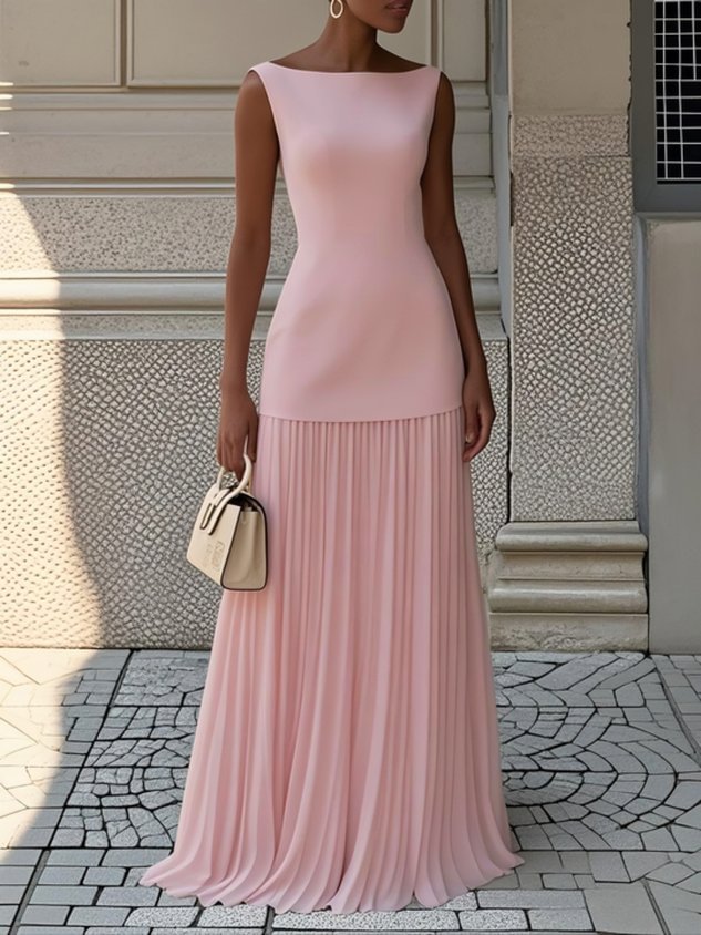 Vivienne | Elegant Sleeveless Maxi Dress with Graceful Pleats
