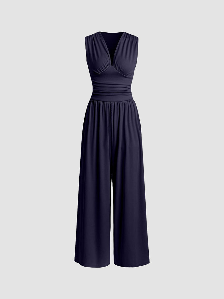 Capucine | Sleeveless Wide-Leg Jumpsuit with Gathered Bodice