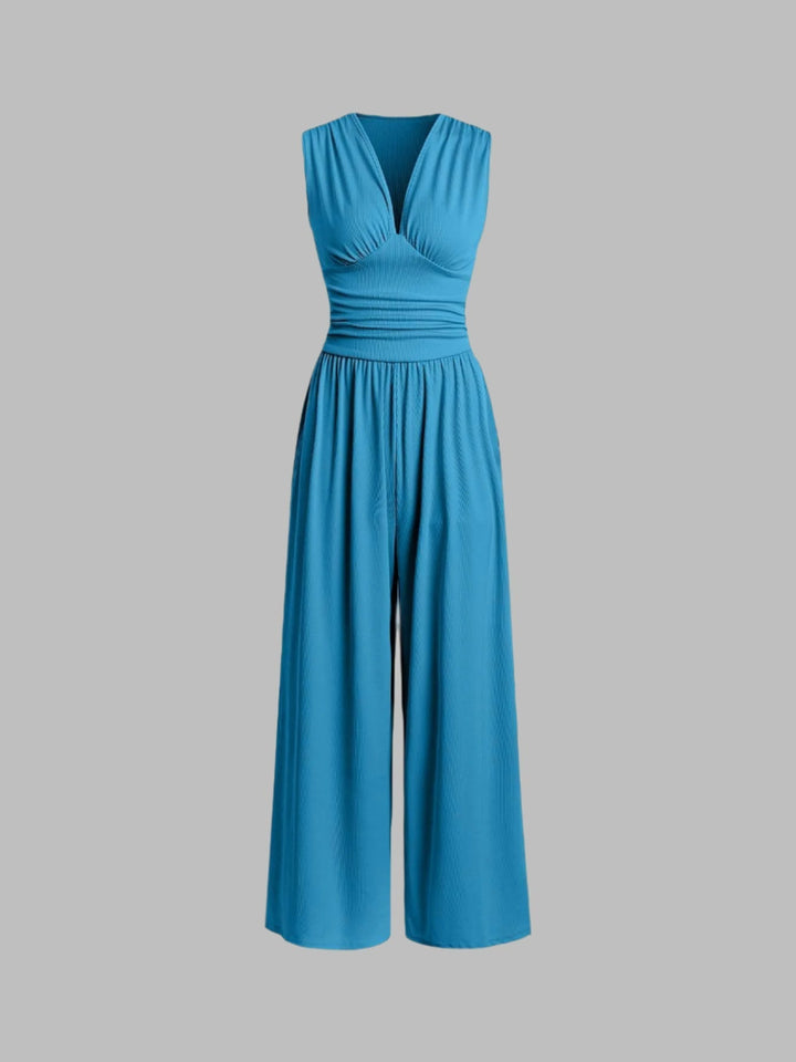 Capucine | Sleeveless Wide-Leg Jumpsuit with Gathered Bodice