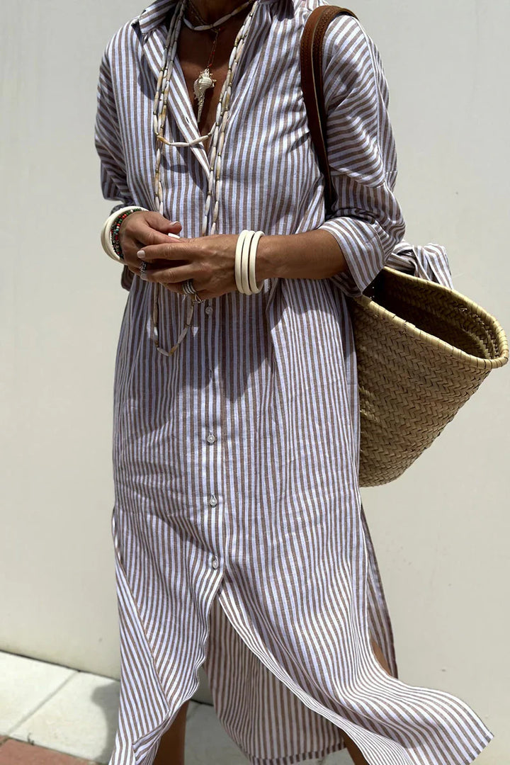 Sophia | Shirt Dress with Timeless Stripes and Elegant Comfort