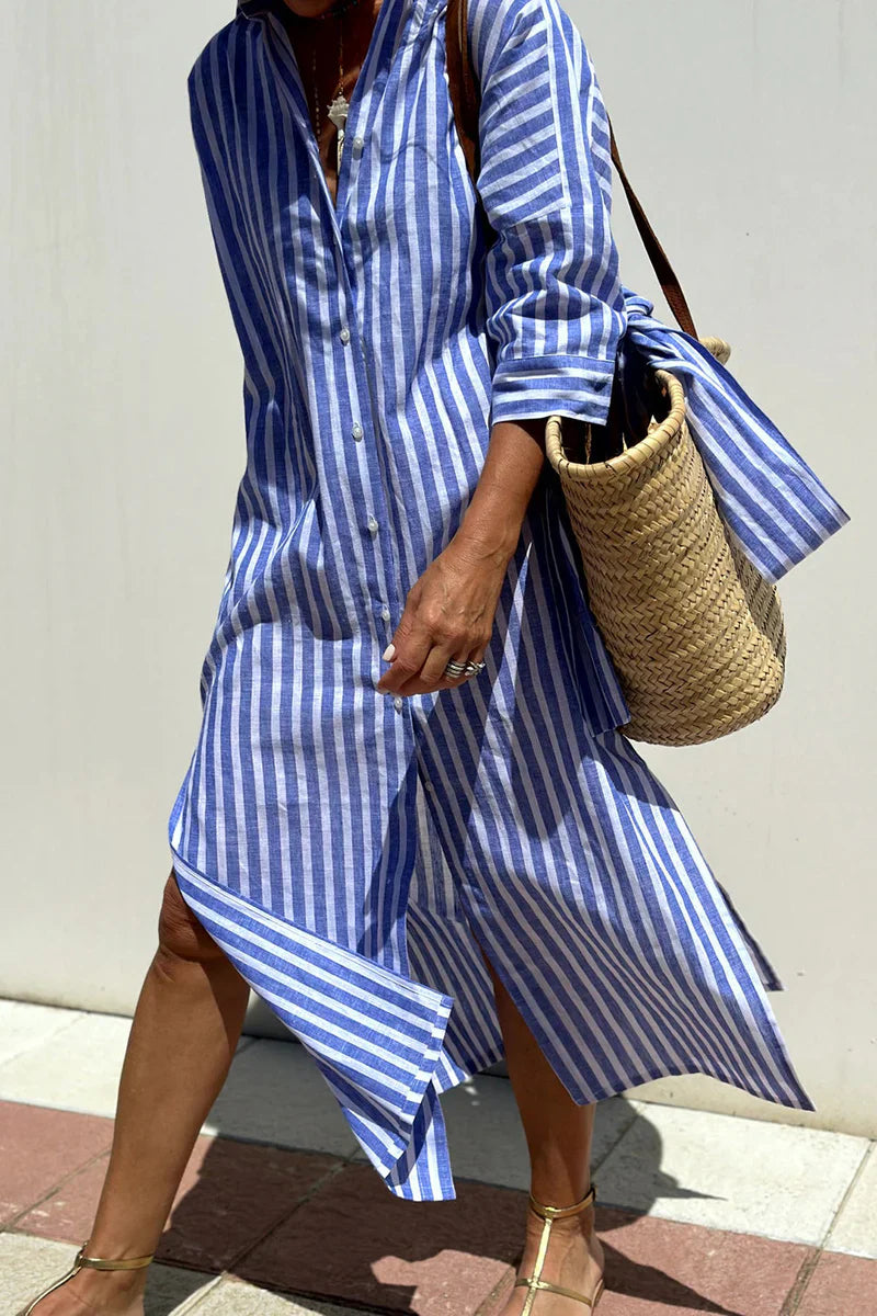 Sophia | Shirt Dress with Timeless Stripes and Elegant Comfort