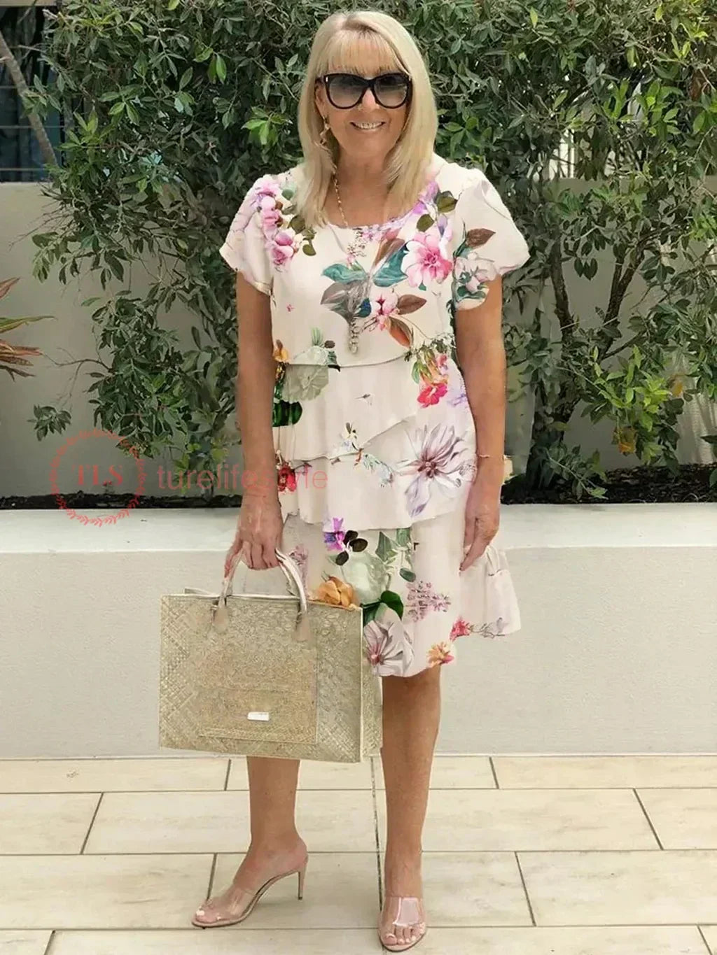 Celina™ | Pleated Floral Dress with Ruffles
