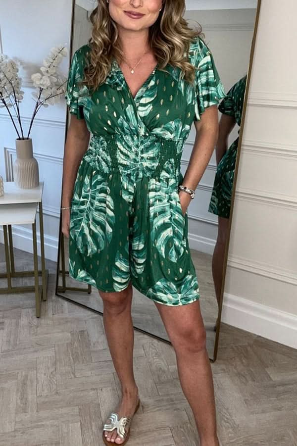 Leila™ - Leafy Print Romper