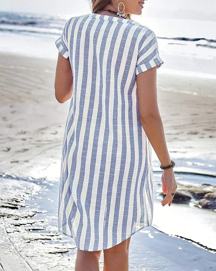 Marcia - Elegant Striped Shirt Dress