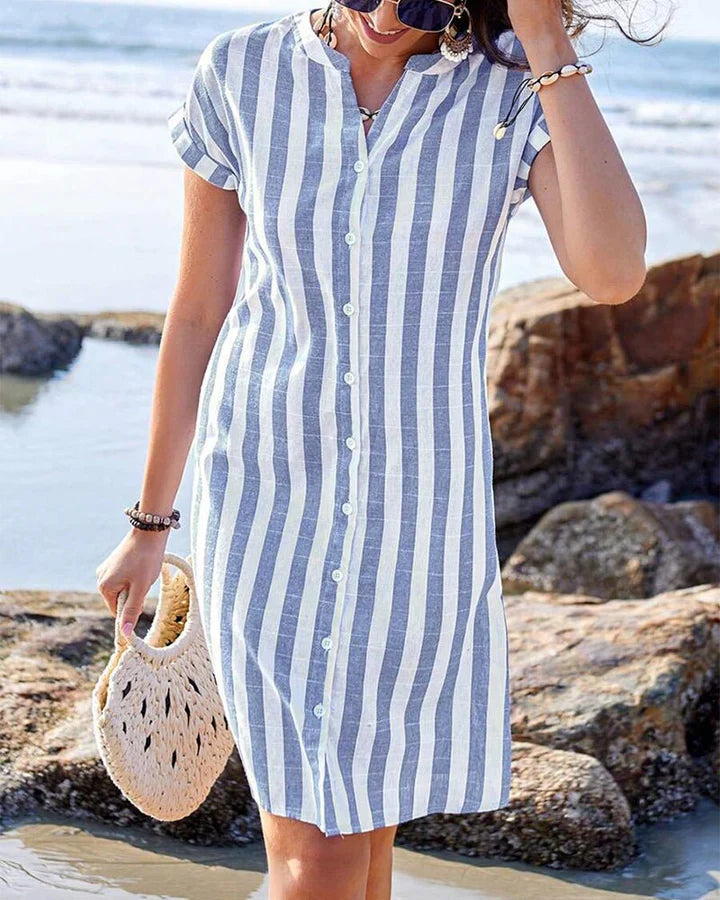 Marcia - Elegant Striped Shirt Dress