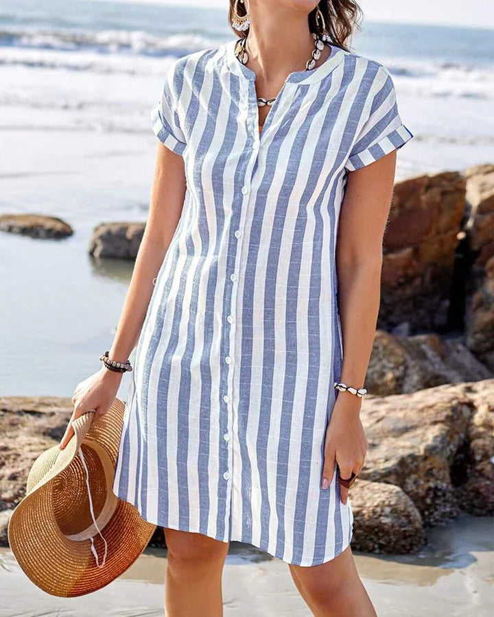 Marcia - Elegant Striped Shirt Dress