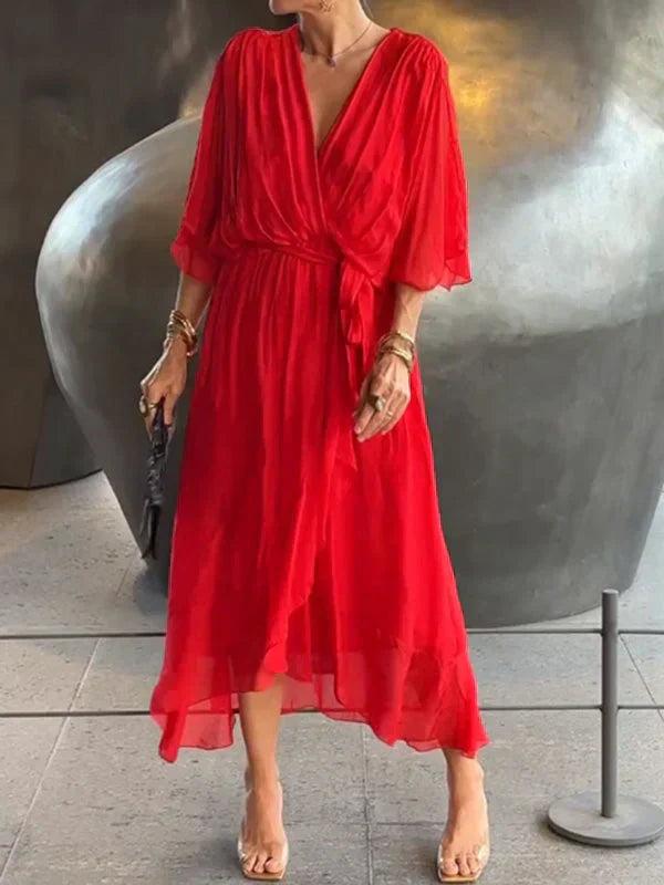 Monica – V-Neck Chiffon Dress