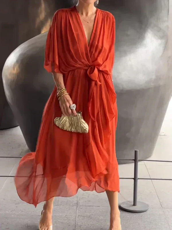 Monica – V-Neck Chiffon Dress