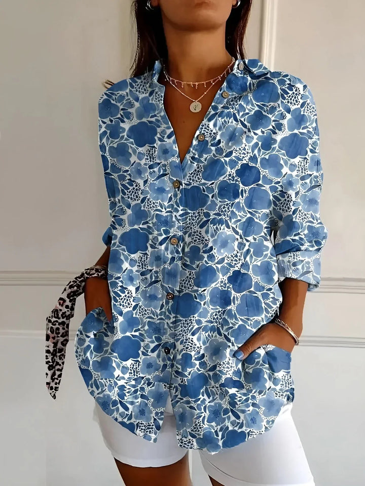 Amara™ - Floral Breeze Button-Up Shirt