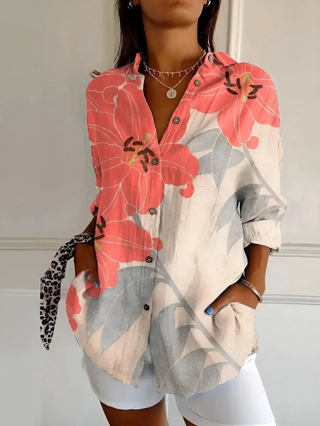 Amara™ - Floral Breeze Button-Up Shirt