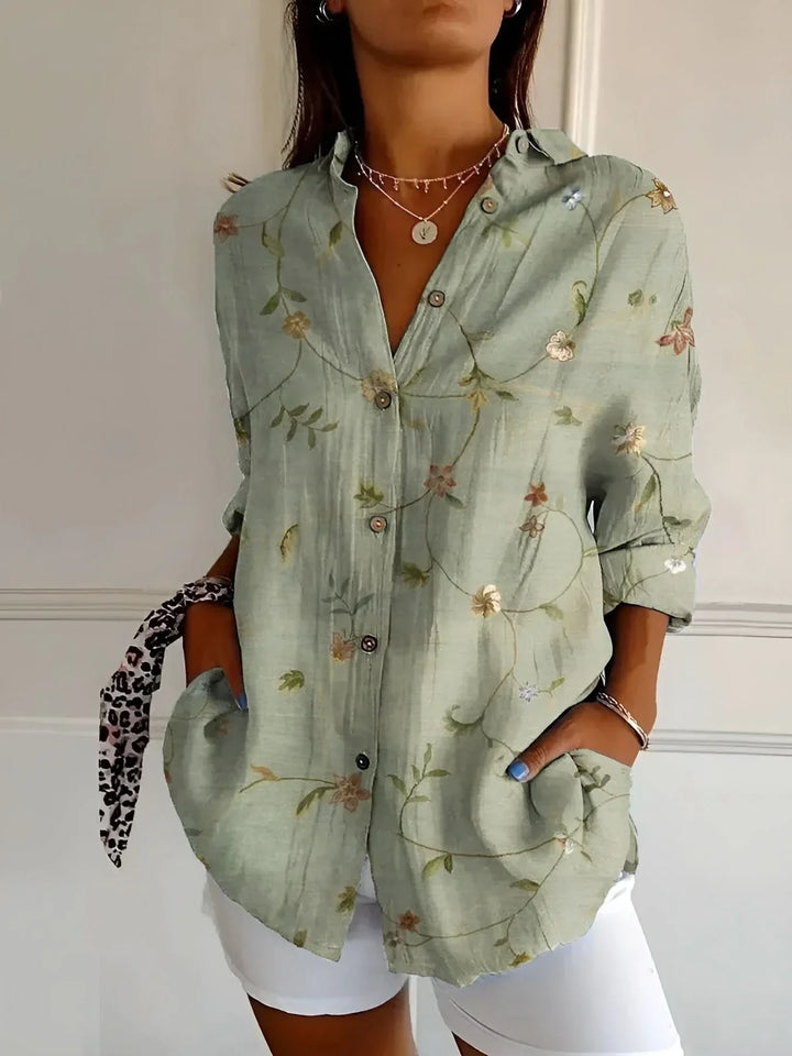 Amara™ - Floral Breeze Button-Up Shirt