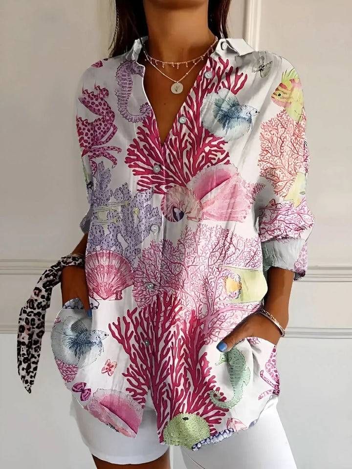 Amara™ - Floral Breeze Button-Up Shirt